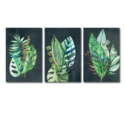 Set of 3PCs Golden Monstera Wall Art Fine Art Canvas Prints - Modern Tropical Botanical Pictures For Living Room Dining Room Art For Contemporary Interiors