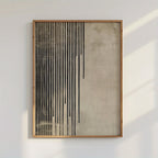 Modern Minimalist Zen Line Art Canvas Print – Black Vertical Brushstroke Design on Neutral Beige Background - Art for Modern Living