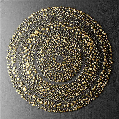 Modern Abstract Golden Spherical Square Format Wall Art Fine Art Canvas Prints - Modern Artworks For Living Room Dining Room Art For Contemporary Home Decor
