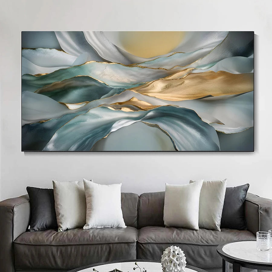 Light Luxury Abstract Biomorphic Ribbon Wall Art Fine Art Canvas Print - Modern Art For Living Room Above The Sofa Bedroom Contemporary Art For Above The Bed