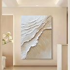 Beach Sand Seascape Ocean Waves Wall Art Fine Art Canvas Prints - Modern Coastal Wall Decor For Entrance Hallway Foyer Reception Room Art For Contemporary Interiors