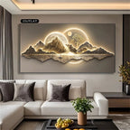 Extra Large Modern Minimalist Mountain Range Canvas Print - Frameless Landscape Wall Art for Living Room, Bedroom, Hallway Decor