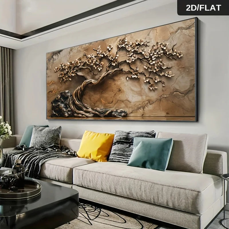 Frameless Abstract Tree of Life Wall Art Canvas Painting Art Modern Canvas Poster Wall Decor for Living Room and Bedroom Decor
