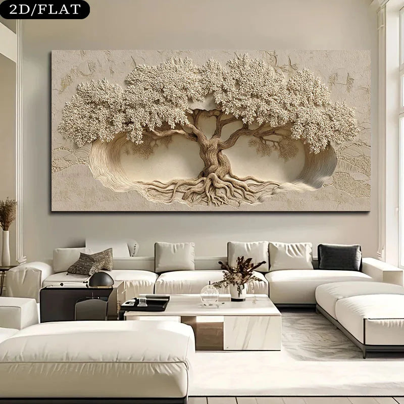 1pc Large Frameless Tree of Life Wall Art Canvas Print Poster, for Living Room, Bedroom, Large House Decor, 2D Flat Decor