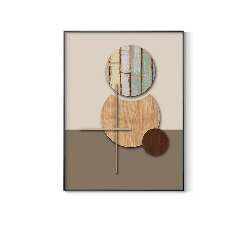 Neutral Tones Modern Aesthetics Abstract Sun Moon Wall Art Fine Art Canvas Prints - Neutral Tones Pictures For Entrance Hall Foyer Living Room Dining Room Art Decor