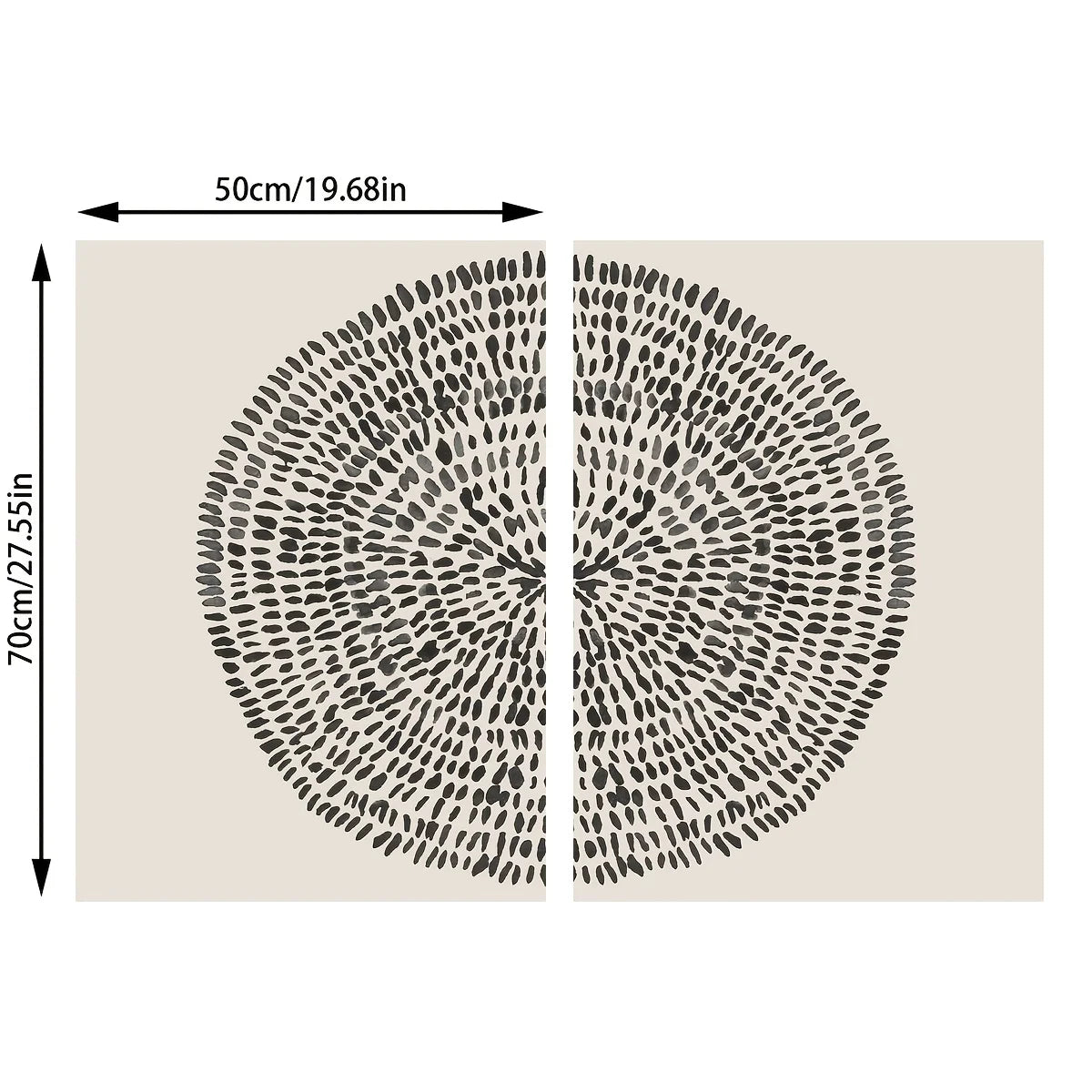 Modern Abstract Dot Circle Canvas Print Set – Black Minimalist Unframed Wall Art on Neutral Background for Contemporary Scandinavian Décor