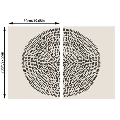 Modern Abstract Dot Circle Canvas Print Set – Black Minimalist Unframed Wall Art on Neutral Background for Contemporary Scandinavian Décor
