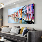 Venice Canal Scenery Canvas Wall Art, Modern Abstract Wall Art Picture for Living Room, Bedroom, Home Office Decor - Frameless