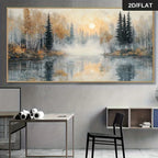 Frameless Abstract Forest Landscape Canvas Art Print Wall Decor for Living Room, Bedroom, Canvas Wall Art Design, 2D Flat