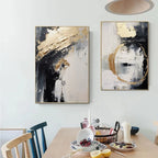 Neutral Tones Black Beige Grey Golden Abstract Wall Art Fine Art Canvas Prints - Modern Art For Urban Loft Living Room Dining Room Art For Contemporary Interiors