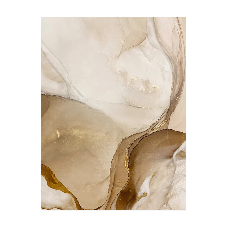 Modern Abstract Beige Brown Marble Print Wall Art Fine Art Canvas Prints - Artwork For Bohemian Style Living Room Bedroom Art For Modern Home Decor