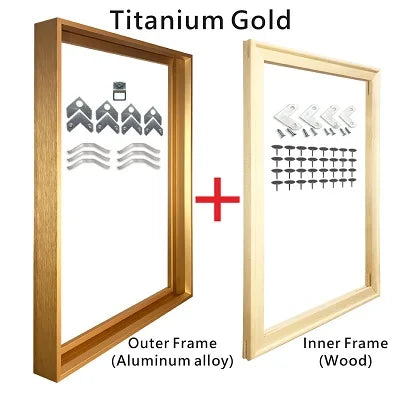 Modern Luxury Square Format Metal Picture Frame Kits 40x40, 50x50, 60x60cm etc Aluminium Frames Brushed Gold Silver Black Metal With Inner Wooden Frame