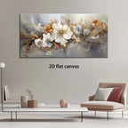 Canvas Wall Art Golden White Flowers Modern Abstract Painting Frameless Picture Living Room Bedroom Office Home Decoration