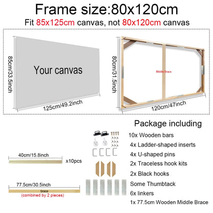 Real Wood Frames 30x40 50x70 80x120cm For Framing Canvas Prints DIY Framing Kits Canvas Stretcher Bars Natural Wood Easy To Assemble - Fixtures and Fittings Included
