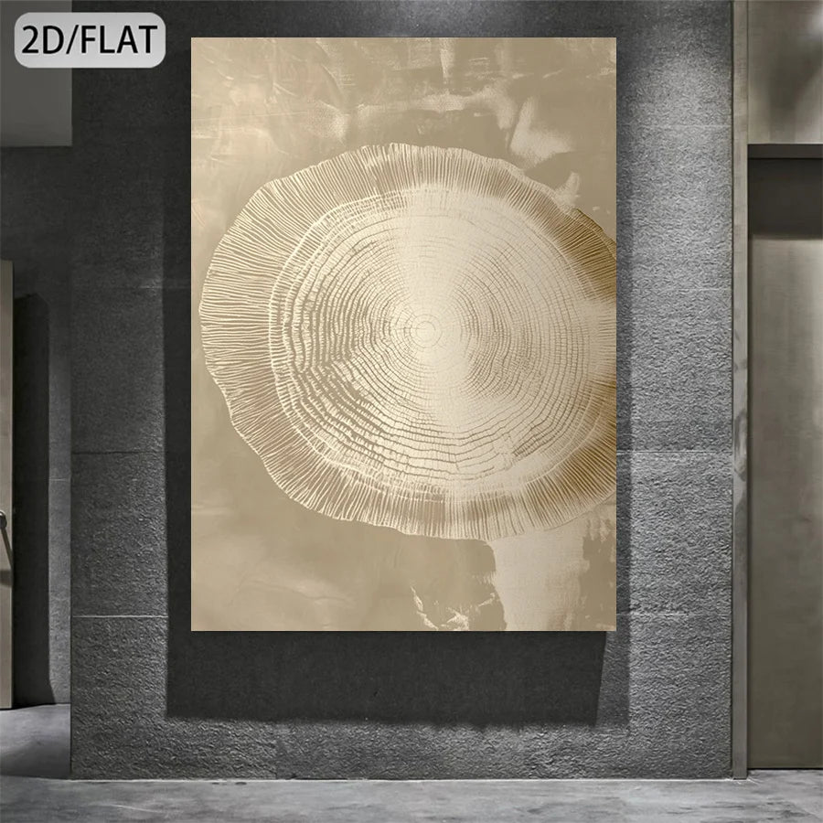 Abstract Tree Ring Canvas Print Wall Art – Modern Minimalist Wood Grain Abstract Artwork For Luxury Living Room, Bedroom & Foyer Décor