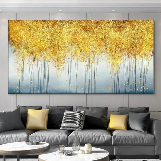 Abstract 3D Gold Tree Wall Printing Painting on Canvas,Abstract Wall Picture,Modern Home Decoration,Flowers Art Poster,Mural