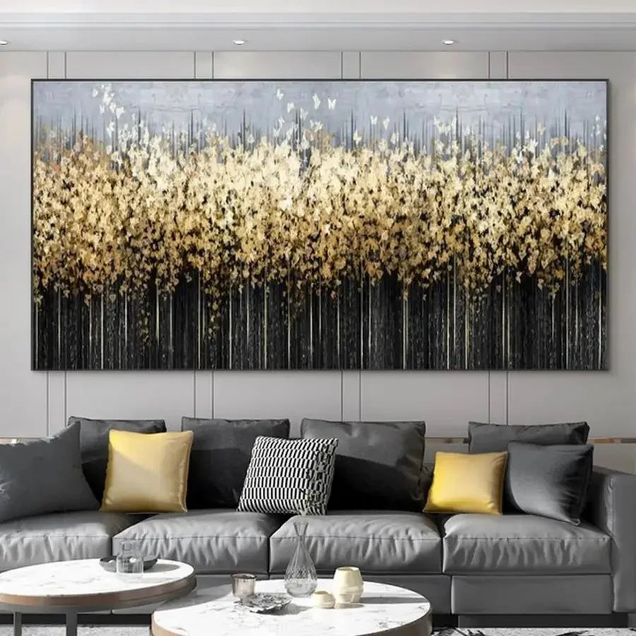 Abstract 3D Gold Tree Wall Printing Painting on Canvas,Abstract Wall Picture,Modern Home Decoration,Flowers Art Poster,Mural