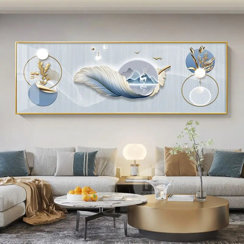 Wide Format Abstract Auspicious Wall Art Fine Art Canvas Prints - Feng Shui Wall Decor For Living Room Above The Sofa Light Luxury Pictures For Above The Bed