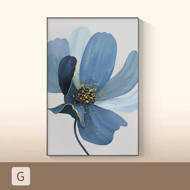 Big Floral Abstract Wall Art Fine Art Canvas Prints - Modern Botanical Artwork For Foyer Living Room Office Art For Contemporary Interiors