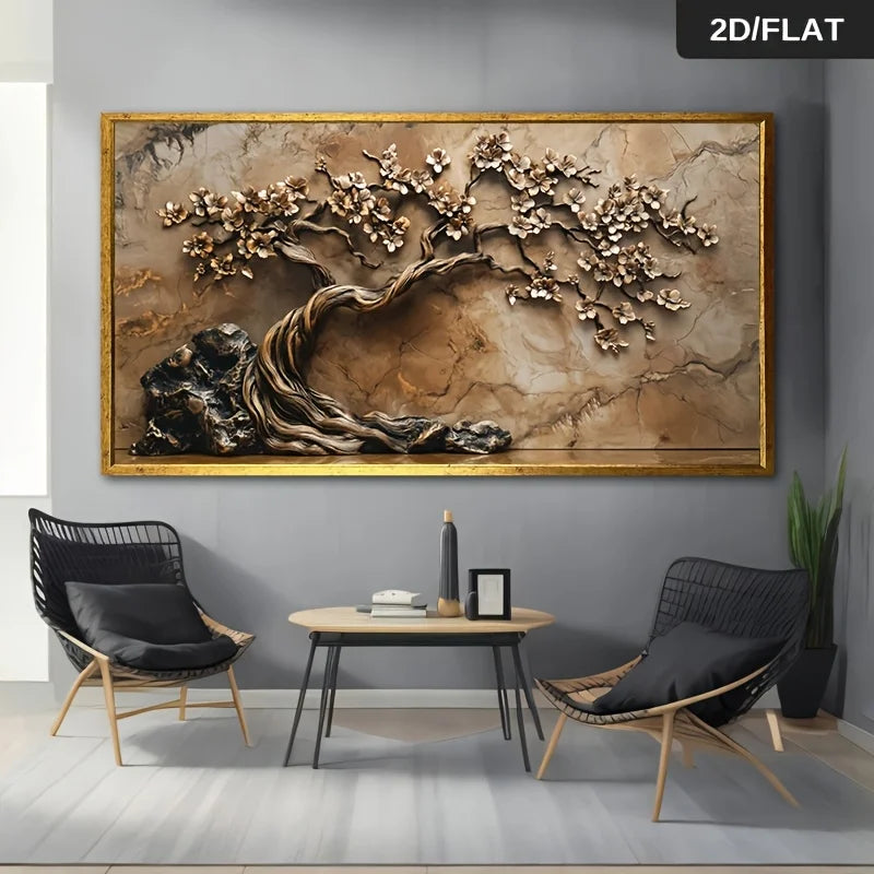 Frameless Abstract Tree of Life Wall Art Canvas Painting Art Modern Canvas Poster Wall Decor for Living Room and Bedroom Decor