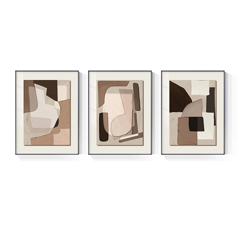 Neutral Palette Contemporary Geometric Abstract Wall Art Fine Art Canvas Prints - Modern Art For Living Room Dining Room Home Office Art Decor