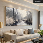 Extra Large Abstract Grey Black Forest Canvas Wall Art - Frameless Modern Landscape Prints, Artwork for Living Room Decortions