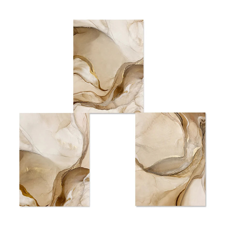 Modern Abstract Beige Brown Marble Print Wall Art Fine Art Canvas Prints - Artwork For Bohemian Style Living Room Bedroom Art For Modern Home Decor