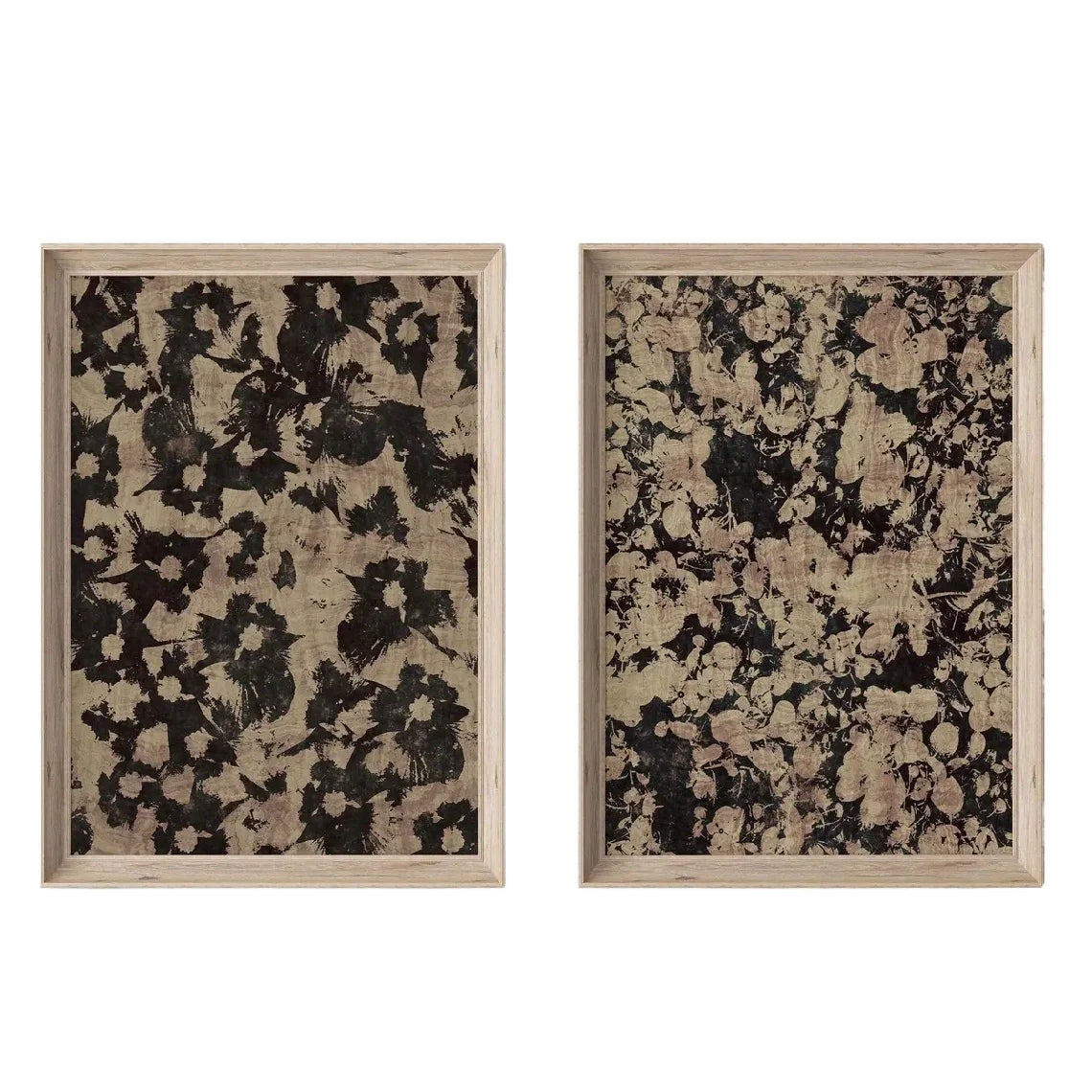 Abstract Vintage Floral Canvas Print Set – Neutral Beige & Black Organic Pattern Wall Art for Living Room, Bedroom & Scandinavian Home Décor