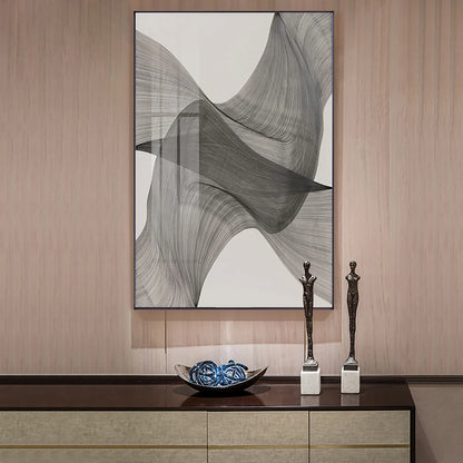Minimalist Grey Flowing Lines Abstract Wall Art Fine Art Canvas Prints - Modern Artwork For Living Room Bedrom Dining Room Art For Modern Apartment Decor