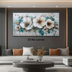Extra Large Modern Canvas Wall Art, Abstract White Flowers Wall Art Picture Picture For Living Room Bedroom Decor - Frameless