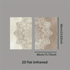 Neutral Mandala Floral Wall Art Set – Intricate White Symmetrical Pattern on Beige & Taupe – Canvas Prints For Living Room & Bedroom Decor