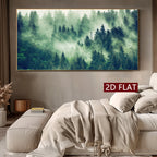 Misty Evergreen Forest Unframed Canvas Print Wall Art – Wide Format Landscape Artwork for Living Room, Bedroom & Above The Sofa Decor