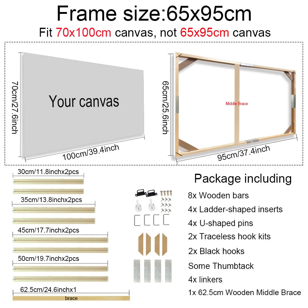 Wooden Frames 40x50 60x90 50x70cm For Framing Canvas Prints DIY Framing Kits Canvas Stretcher Bars Natural Wood Easy To Assemble - Fixtures and Fittings Included