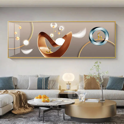 Wide Format Abstract Auspicious Wall Art Fine Art Canvas Prints - Feng Shui Wall Decor For Living Room Above The Sofa Light Luxury Pictures For Above The Bed