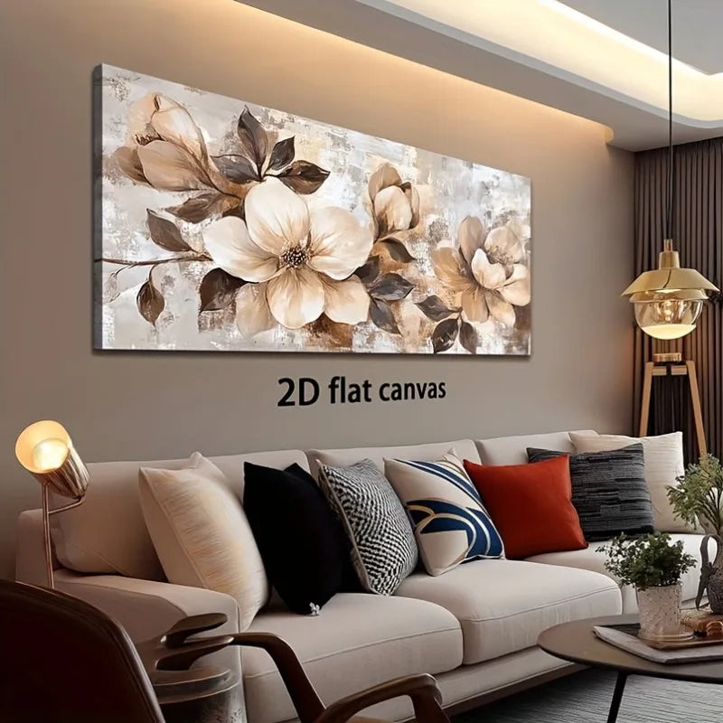 2D Flat Beige Florals Modern Abstract Painting Frameless Picture Living Room Bedroom Office Home Decor High Quality Print Canvas