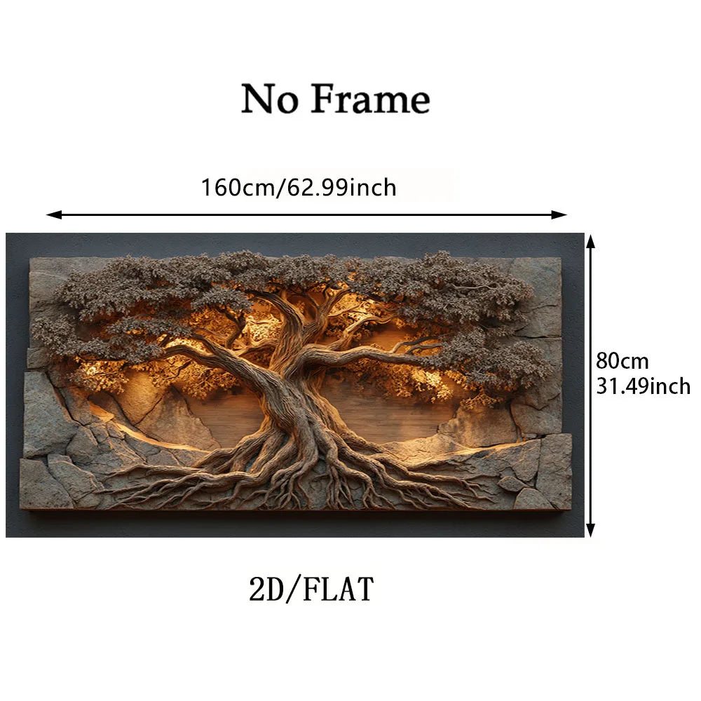 Large Tree of Life Unframed Canvas Print Wall Art – Neutral Nature‑Inspired Design for Modern Foyer, Living Room & Contemporary Home Decor