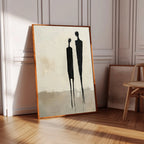 Large Minimalist Abstract Figures Canvas Print Wall Art – Neutral Black & Beige Unframed Modern Painting for Contemporary Living Room Decor