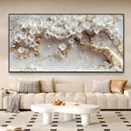 Abstract White Flowers Golden Leaf Tree Canvas Prints Canvas Wall Art Pictures for Living Room Modern Home Decor No Frame