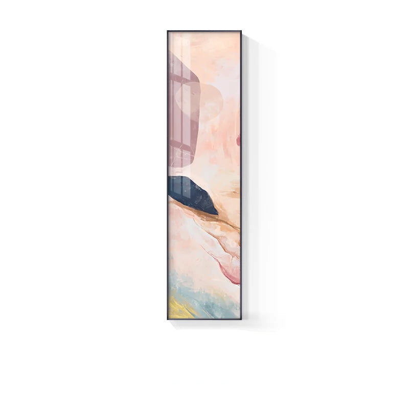 Subtle Shades Of Pastel Pink Terracotta Abstract Wall Art Fine Art Canvas Prints - Tall Vertical Format Pictures For Foyer Reception Room Entranceway Art for Modern interiors