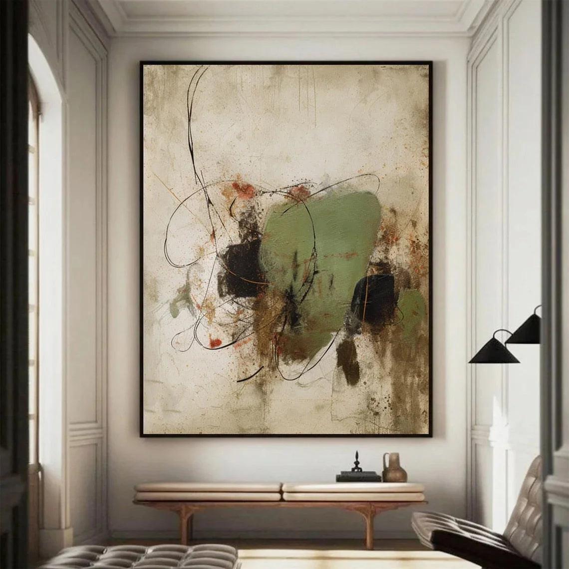 Large Modern Abstract Brushstroke Canvas Print Wall Art – Earthy Neutral Unframed Painting for Contemporary Living Room & Office Interior Decor