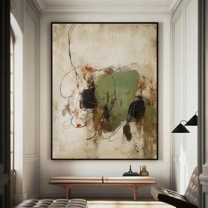 Large Modern Abstract Brushstroke Canvas Print Wall Art – Earthy Neutral Unframed Painting for Contemporary Living Room & Office Interior Decor