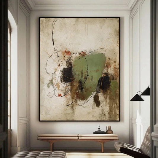 Large Modern Abstract Brushstroke Canvas Print Wall Art – Earthy Neutral Unframed Painting for Contemporary Living Room & Office Interior Decor