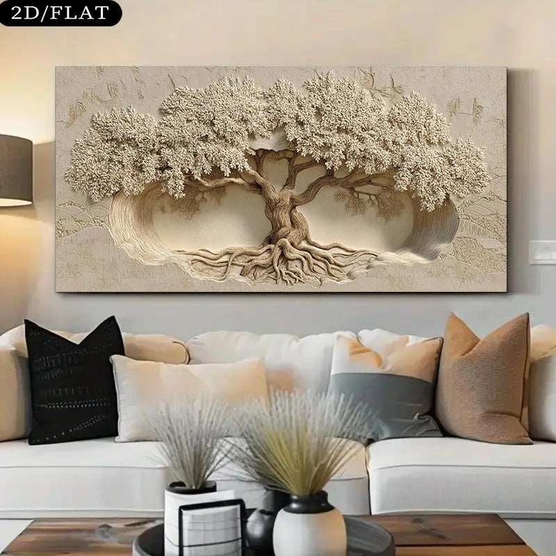 1pc Large Frameless Tree of Life Wall Art Canvas Print Poster, for Living Room, Bedroom, Large House Decor, 2D Flat Decor