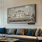 The Last Supper Unframed Canvas Print Wall Art – Monochrome Textured Classical Relief Design for Modern Living Room & Contemporary Decor