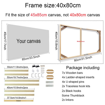 Real Wood Frames 30x40 50x70 80x120cm For Framing Canvas Prints DIY Framing Kits Canvas Stretcher Bars Natural Wood Easy To Assemble - Fixtures and Fittings Included