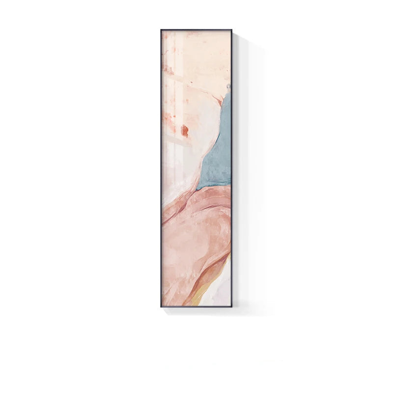 Subtle Shades Of Pastel Pink Terracotta Abstract Wall Art Fine Art Canvas Prints - Tall Vertical Format Pictures For Foyer Reception Room Entranceway Art for Modern interiors