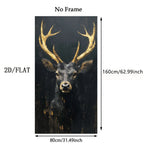 Golden Antler Deer Unframed Canvas Print Wall Art – Black Background Luxury Nordic Artwork for Modern Living Room & Foyer Art Decor