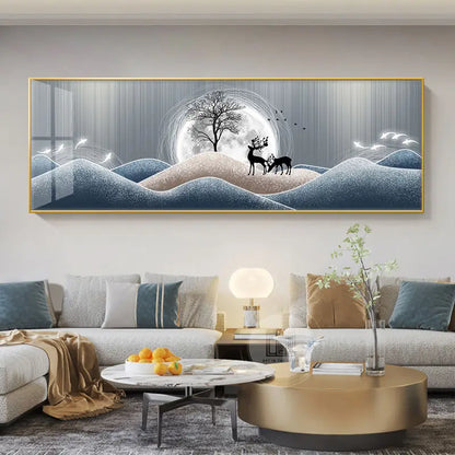 Wide Format Abstract Auspicious Wall Art Fine Art Canvas Prints - Feng Shui Wall Decor For Living Room Above The Sofa Light Luxury Pictures For Above The Bed