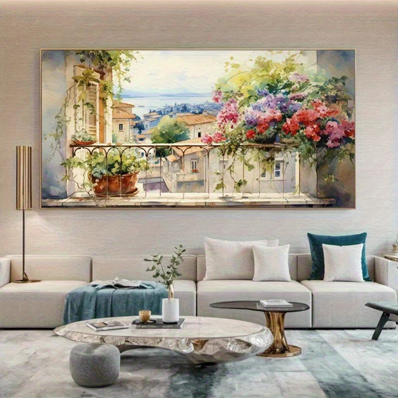 Frameless Modern Abstract Canvas Art Colorful Wildflower Pattern, Living Room, Bedroom, Hallway Wall Home Decor, 2D Flat Print