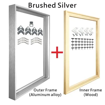 Modern Luxury Square Format Metal Picture Frame Kits 40x40, 50x50, 60x60cm etc Aluminium Frames Brushed Gold Silver Black Metal With Inner Wooden Frame